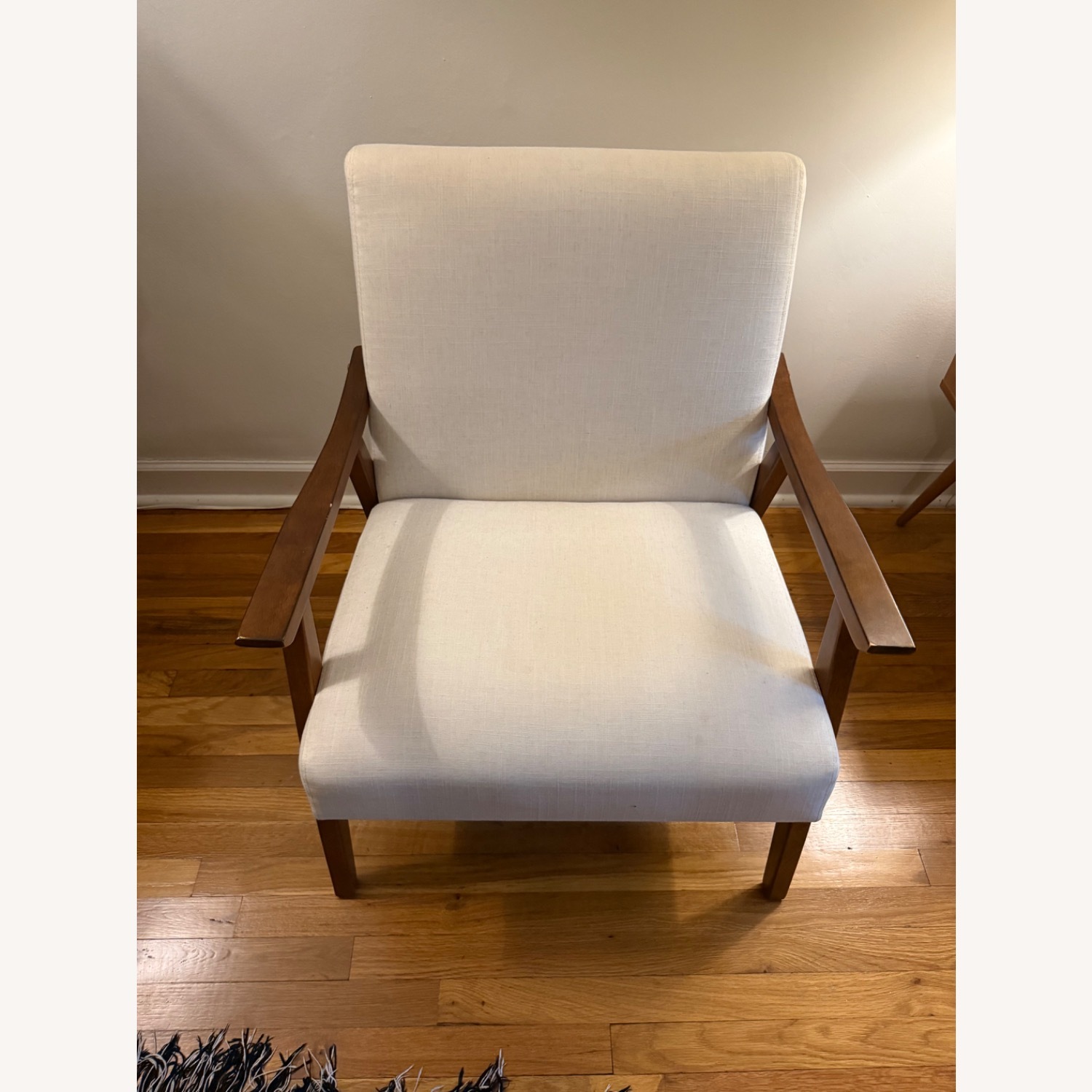 Solid Wood and Cream Fabric Accent Chair - image-3