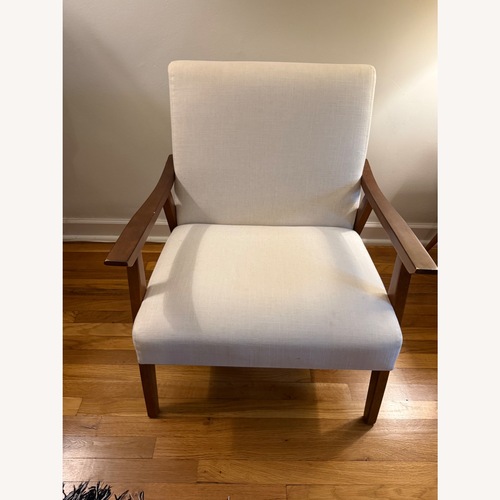 Used Solid Wood and Cream Fabric Accent Chair for sale on AptDeco