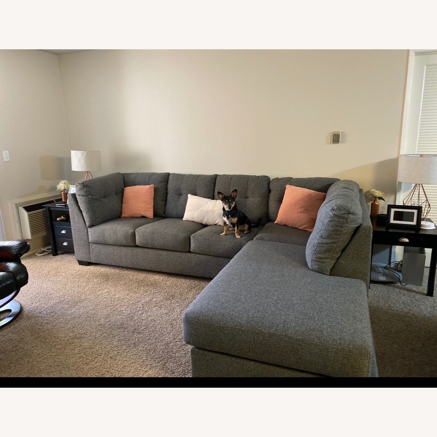Living Spaces Dark Gray Fabric 2 Piece Sectional - image-1