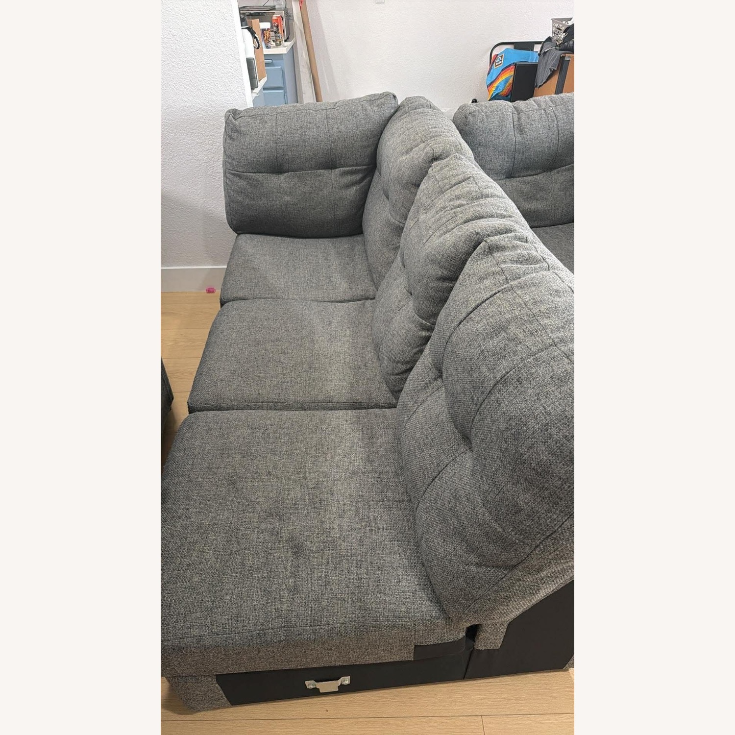 Living Spaces Dark Gray Fabric 2 Piece Sectional - image-2