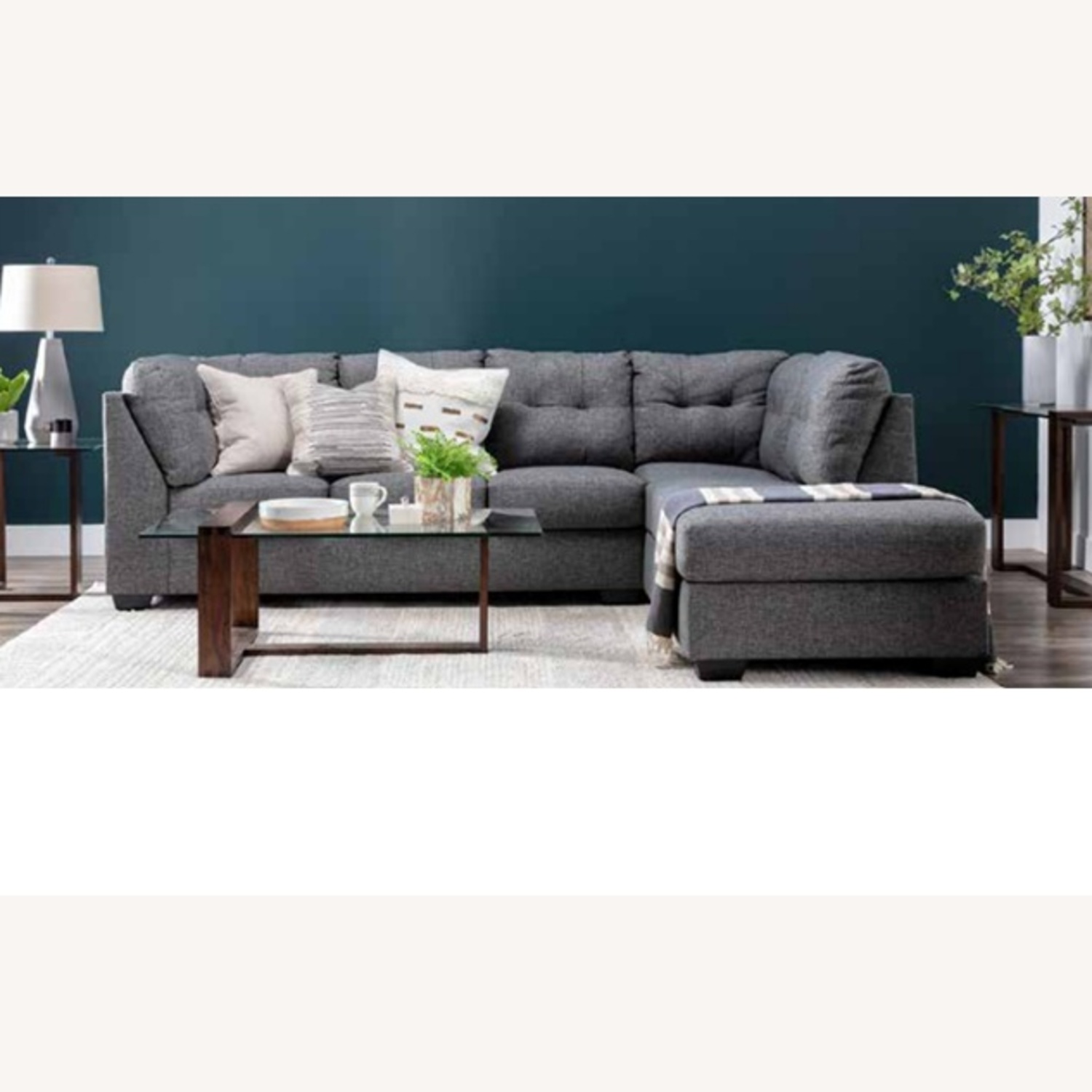 Living Spaces Dark Gray Fabric 2 Piece Sectional - image-4