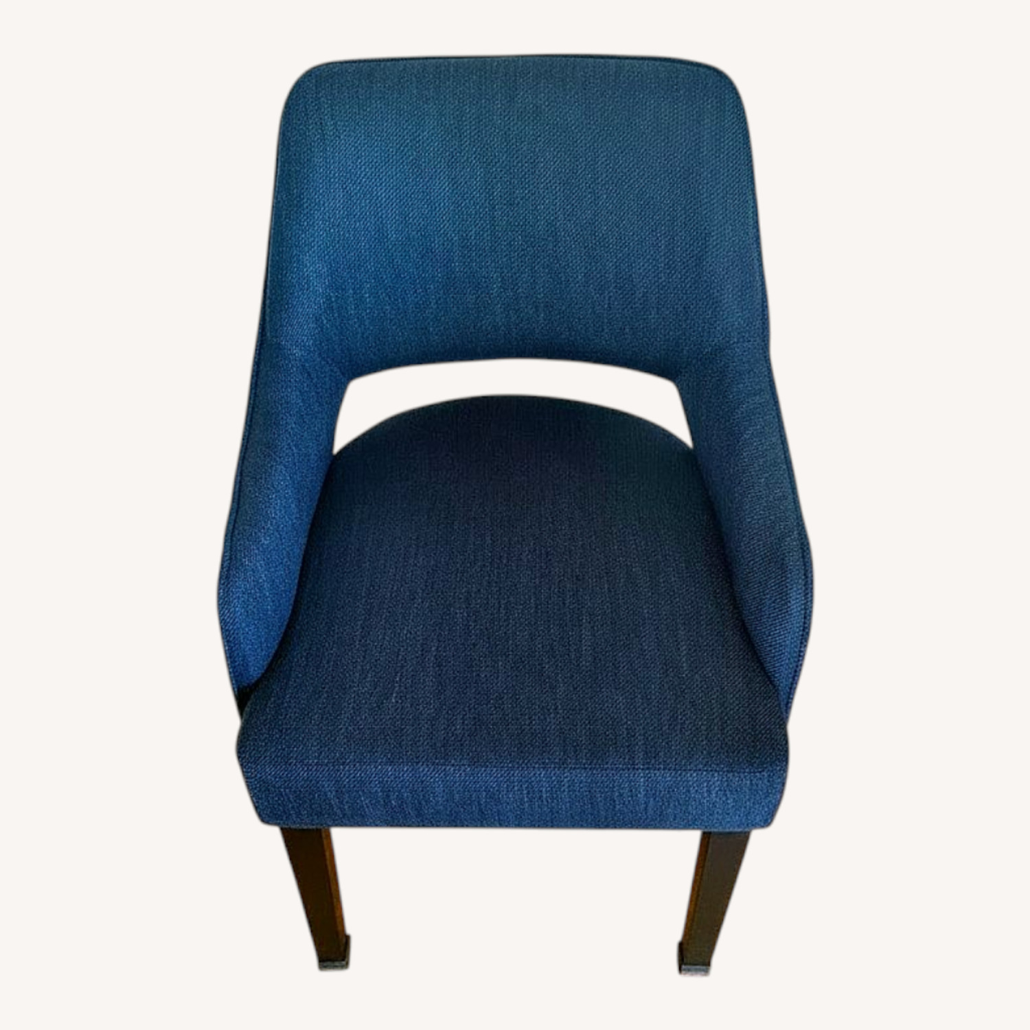 Blue Linen Dining Chairs (4) - image-0