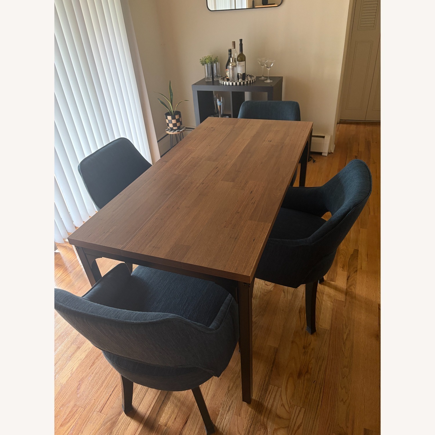Blue Linen Dining Chairs (4) - image-5