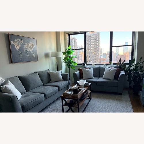 Used Raymour & Flanigan Daine Gray Loveseat for sale on AptDeco