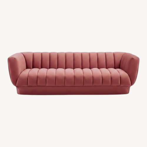 Used Pink Velvet Channel Tufted Sofa for sale on AptDeco