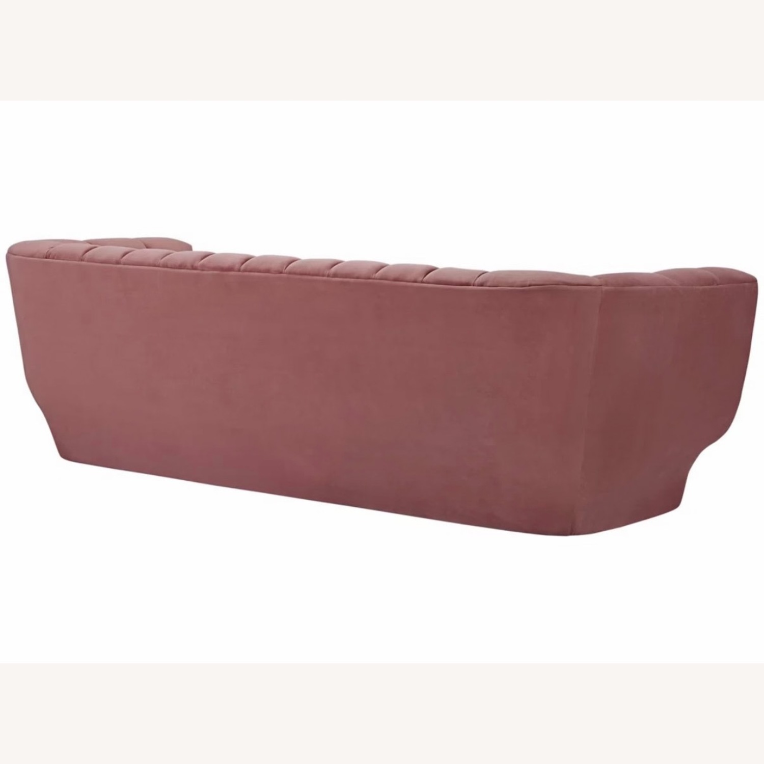 Pink Velvet Channel Tufted Sofa - image-4