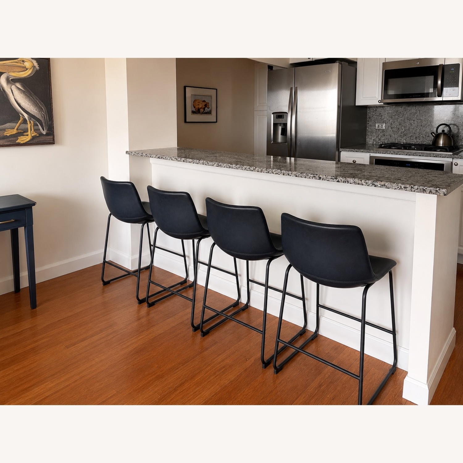 Walker Edison Blue Stools (4) - image-1