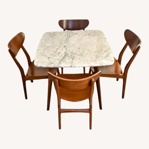 Used Dark Brown Marble Dining Set for sale on AptDeco