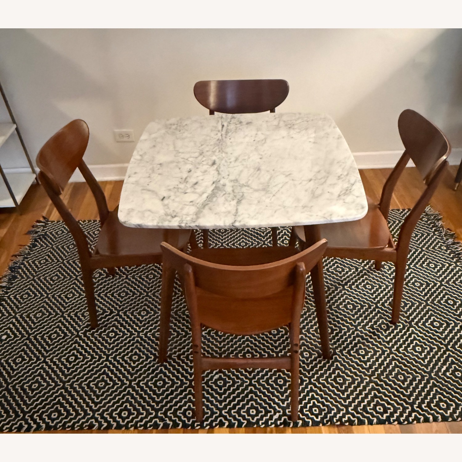 Dark Brown Marble Dining Set - image-1