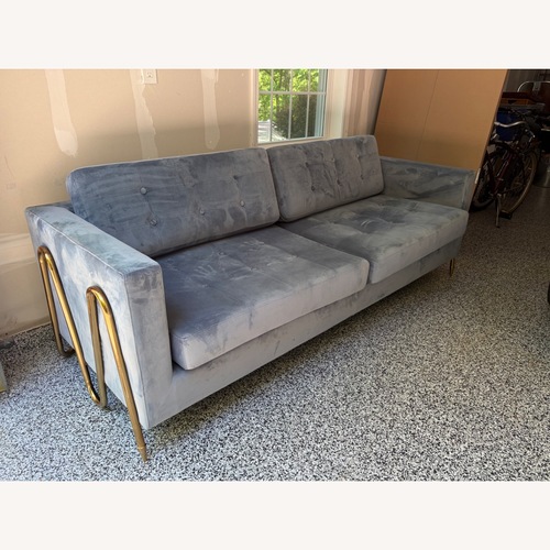 Used Brooklyn Space Blue Velvet 3+ Seater Sofa for sale on AptDeco