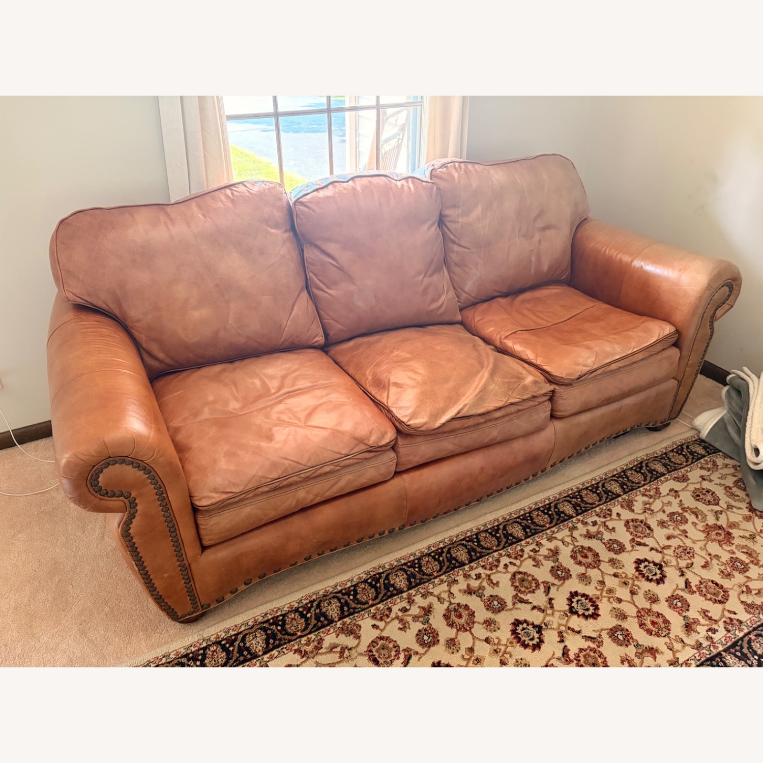 Classic Brown Leather Sofa - image-4