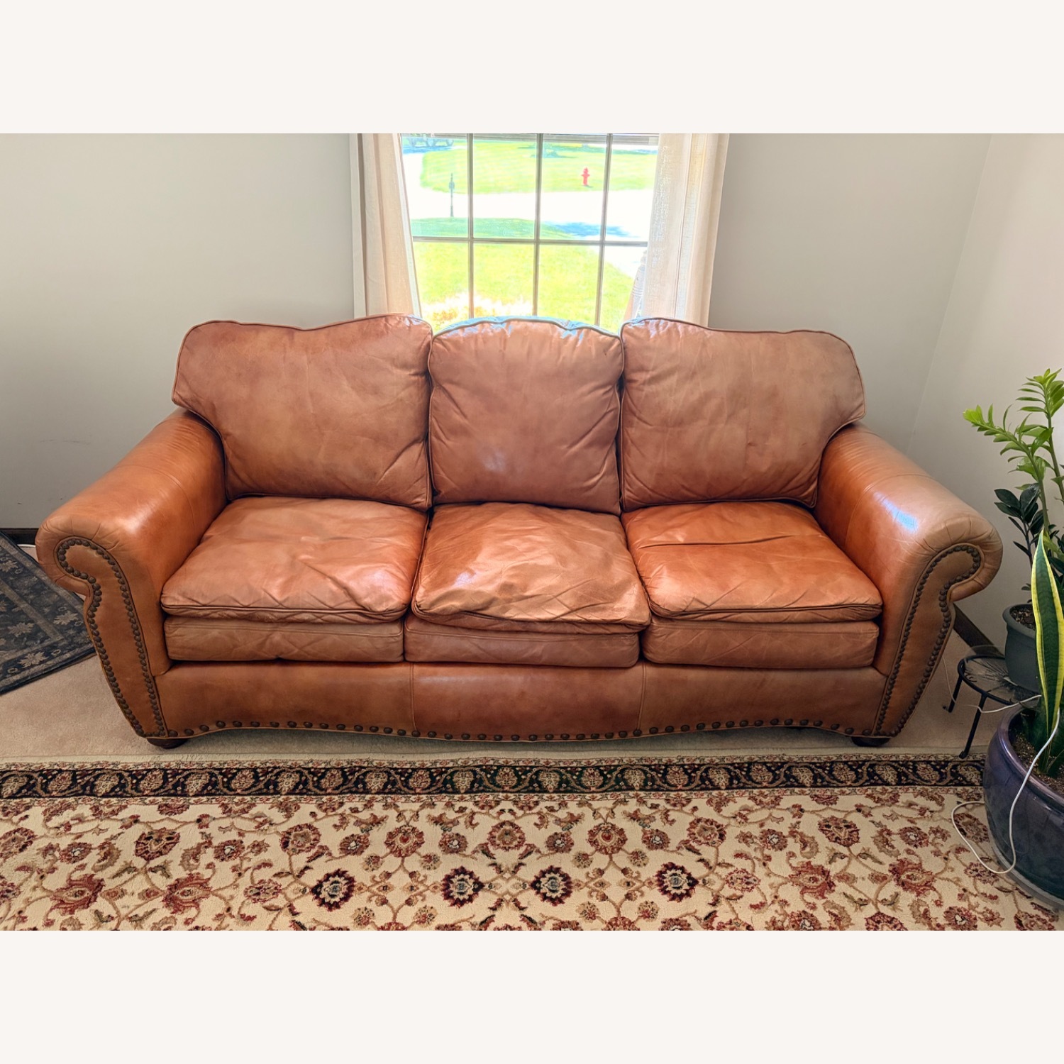 Classic Brown Leather Sofa - image-1