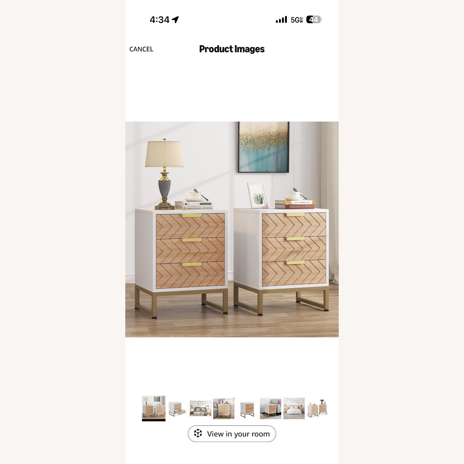 Tribesigns White and Gold Nightstands - image-1