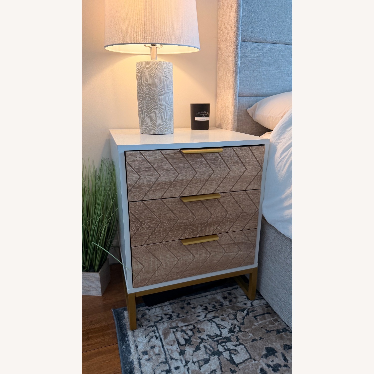 Tribesigns White and Gold Nightstands - image-6