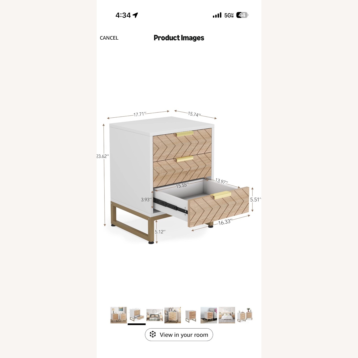 Tribesigns White and Gold Nightstands - image-2