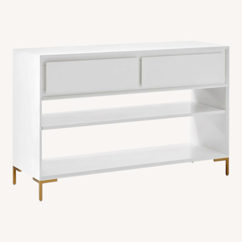 Used West Elm Nolan White Console Table and Baskets for sale on AptDeco