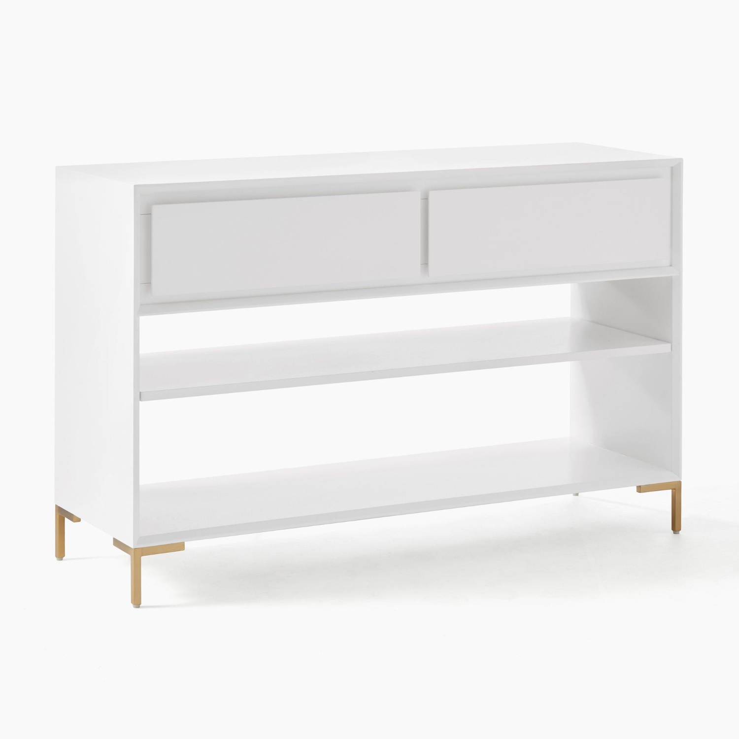 West Elm Nolan White Console Table and Baskets - image-6