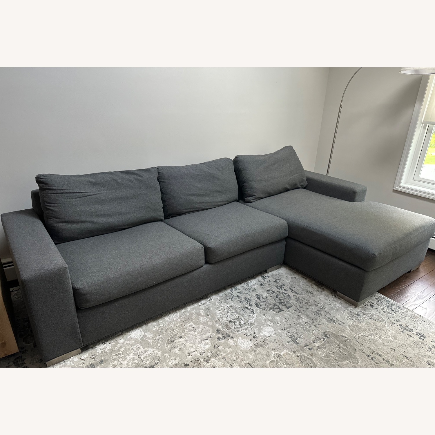 Ethan Allen Dark Gray Fabric 2 Piece Sectional - image-1