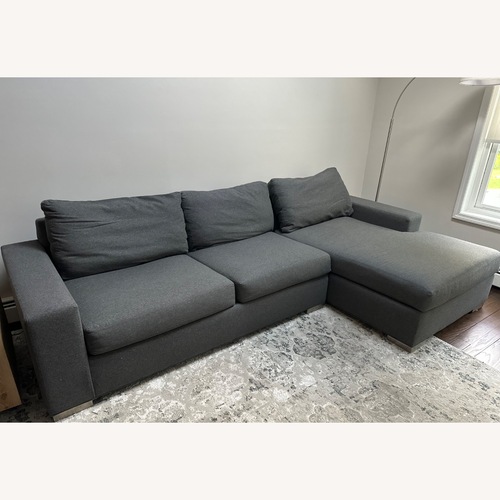 Used Ethan Allen Dark Gray Fabric 2 Piece Sectional for sale on AptDeco