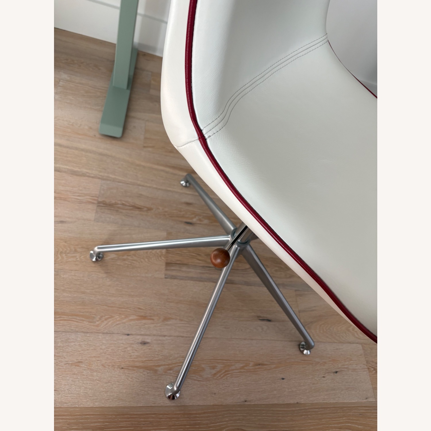 West Elm White Leather Office Chair - image-3