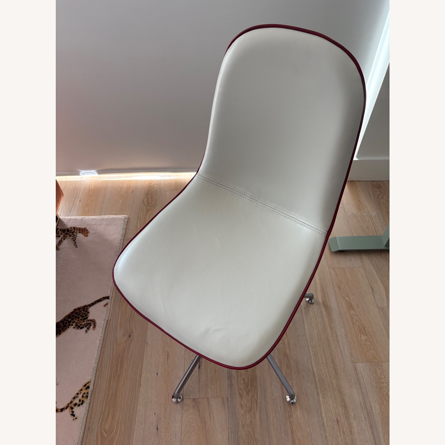 West Elm White Leather Office Chair - image-2