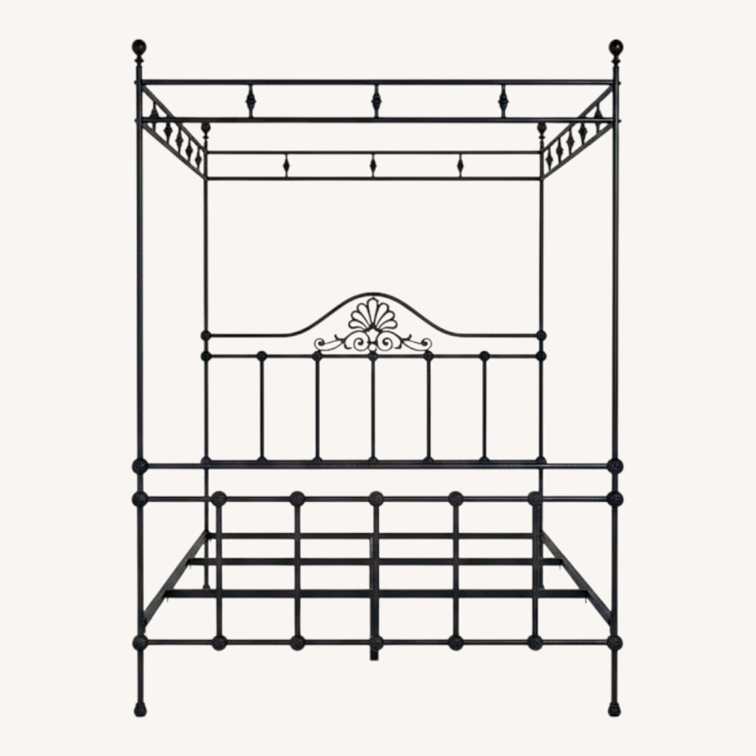 Elegant Silver Wrought Iron 4-Poster Queen Bed - image-0