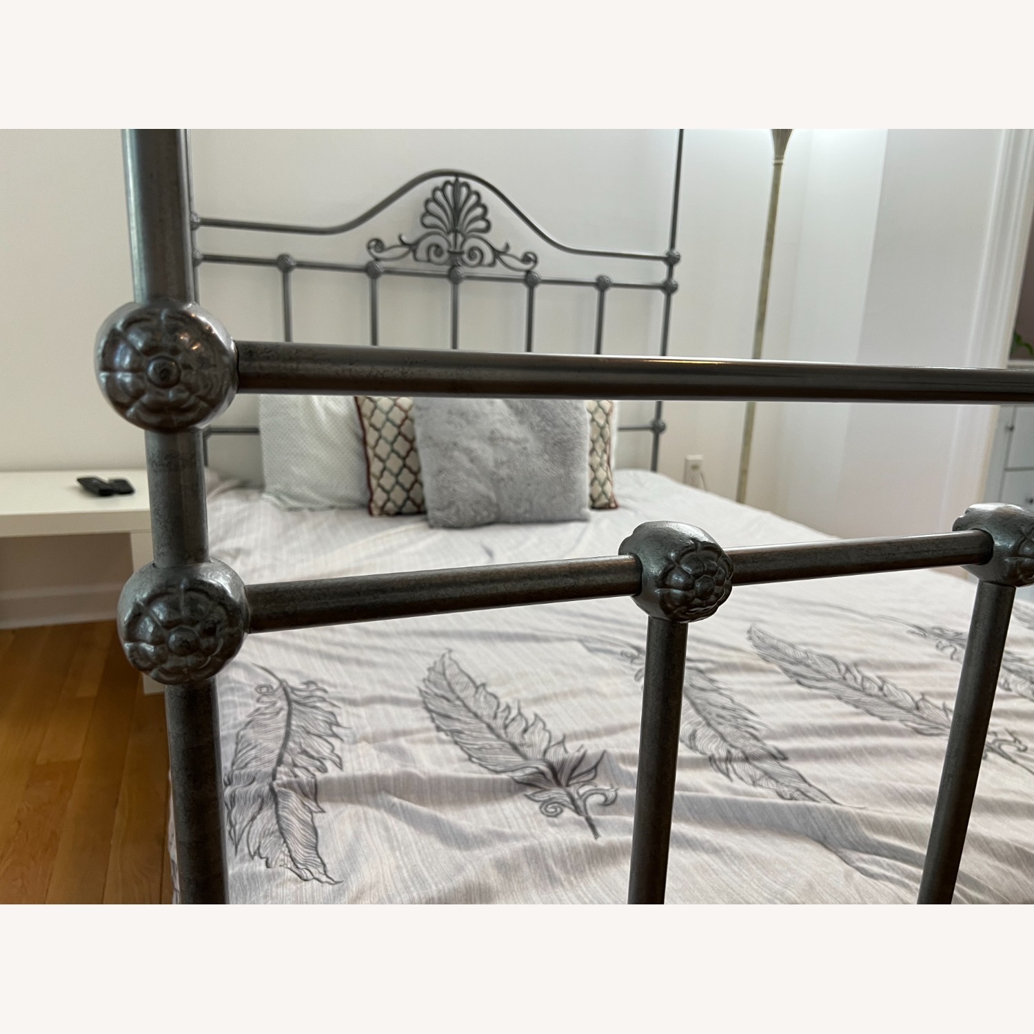 Elegant Silver Wrought Iron 4-Poster Queen Bed - image-5