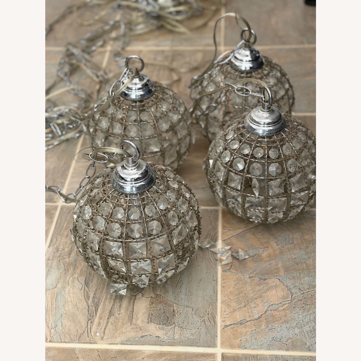Four Crystal Swag Pendants - image-3