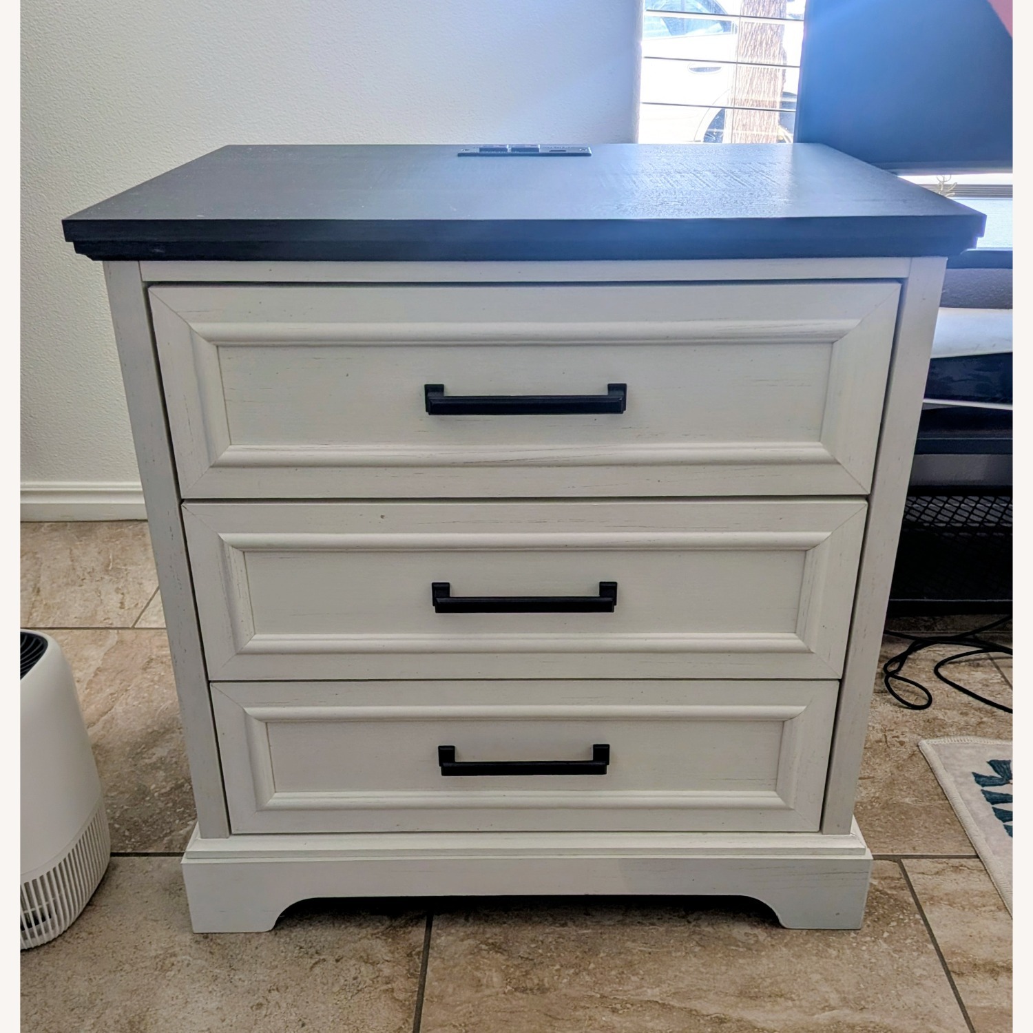 White Wood Nightstand - image-1
