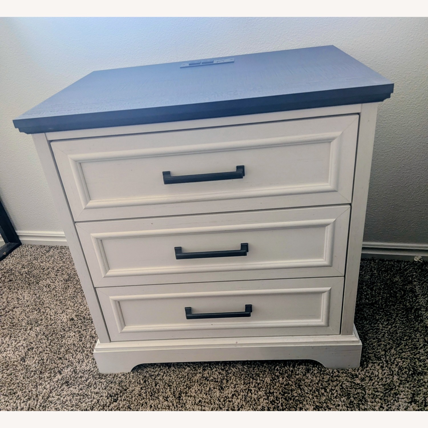 White Wood Nightstand - image-2