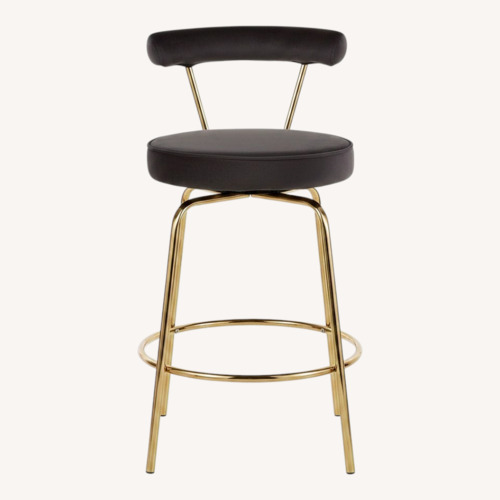 Used LumiSource Rhonda Glam Black Fabric Stools for sale on AptDeco