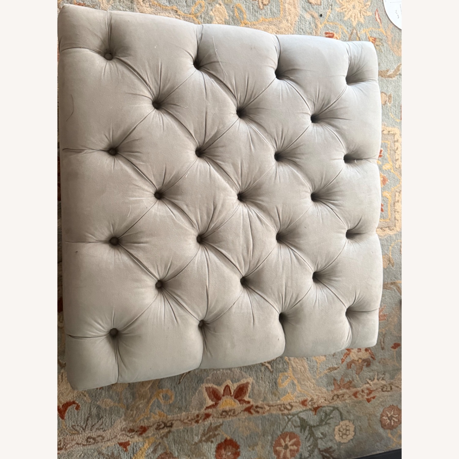 Pottery Barn Lorraine Upholstered Tufted Square Storage Ottoman - image-2