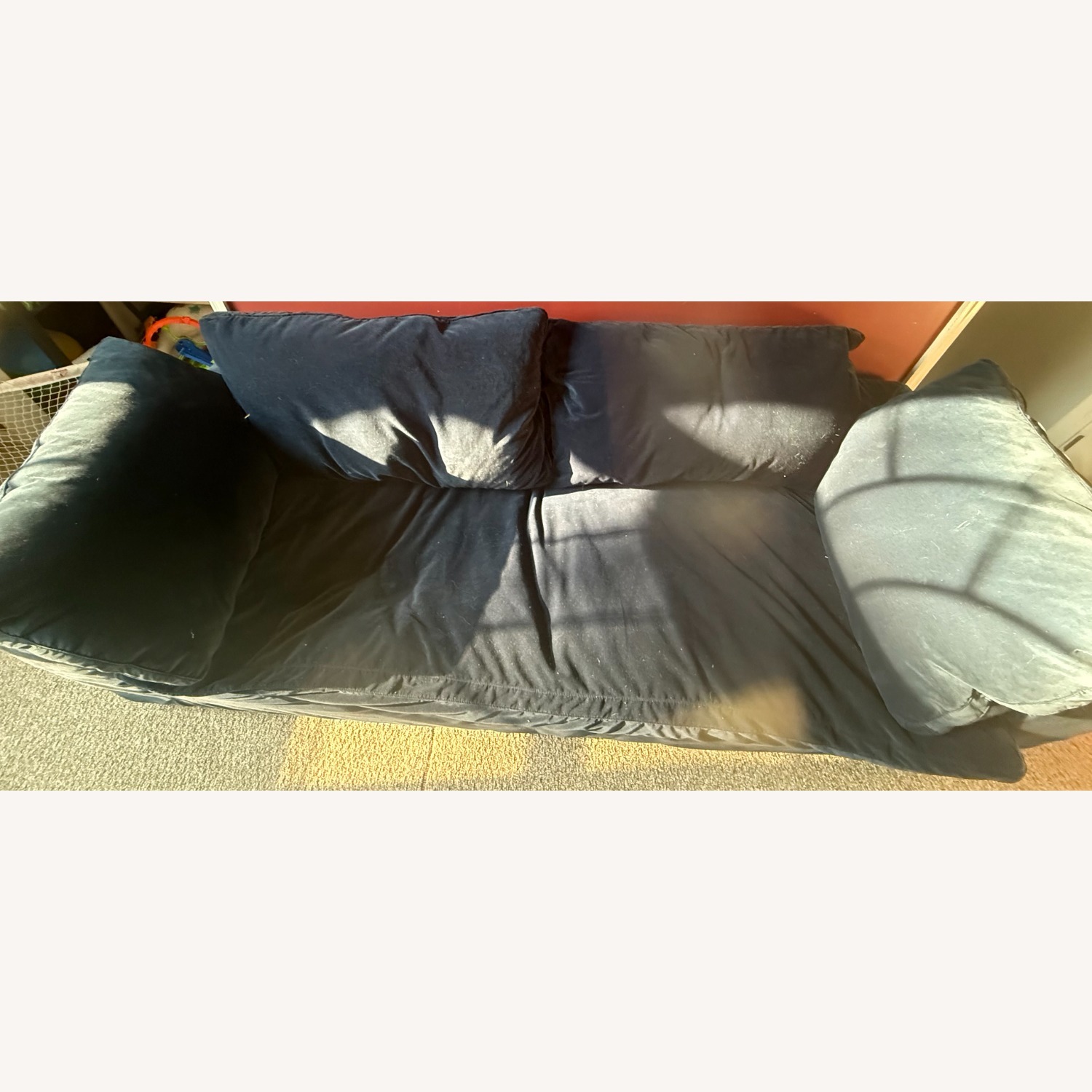 Restoration Hardware Cloud Blue Velvet 2 Seater Sofa - image-3
