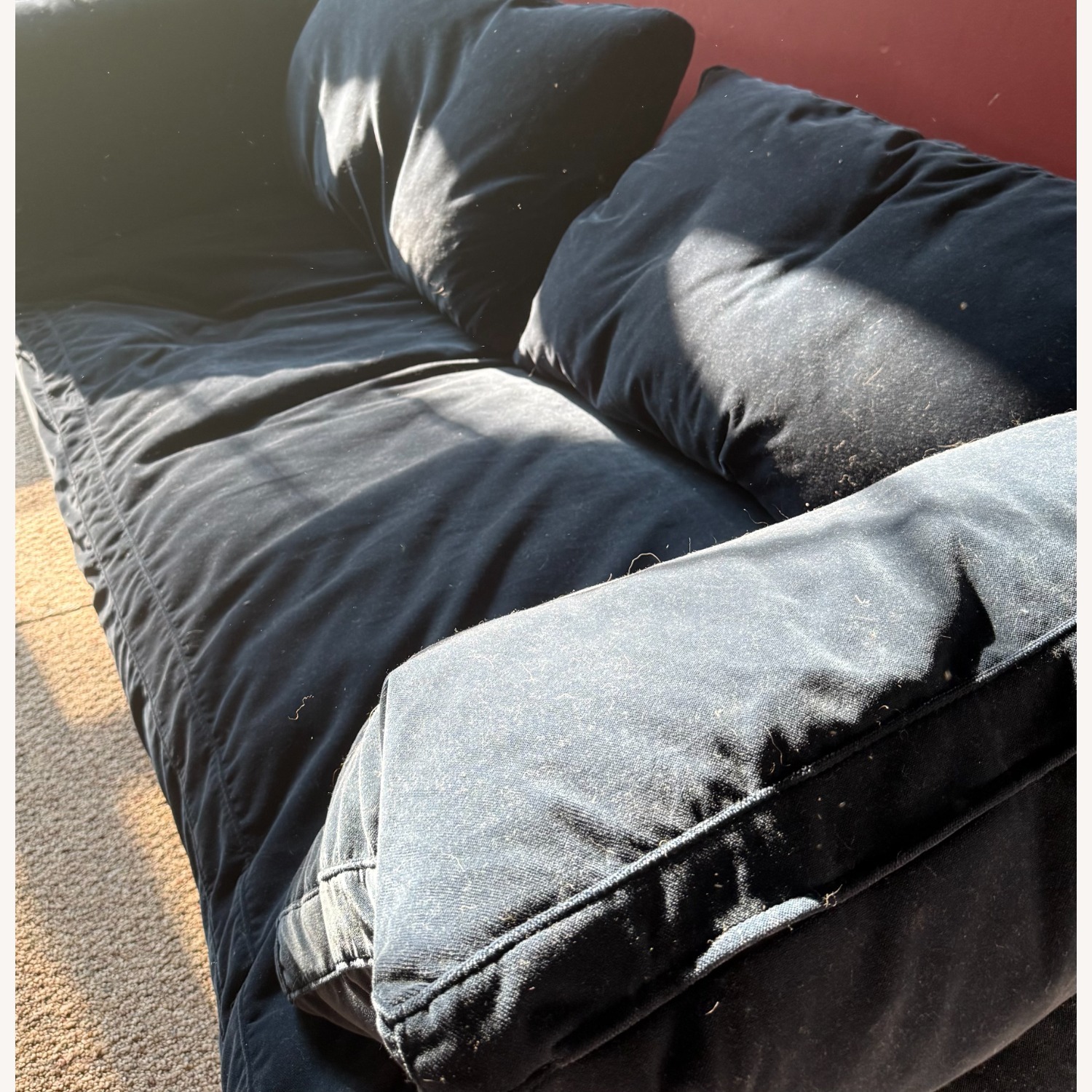 Restoration Hardware Cloud Blue Velvet 2 Seater Sofa - image-2