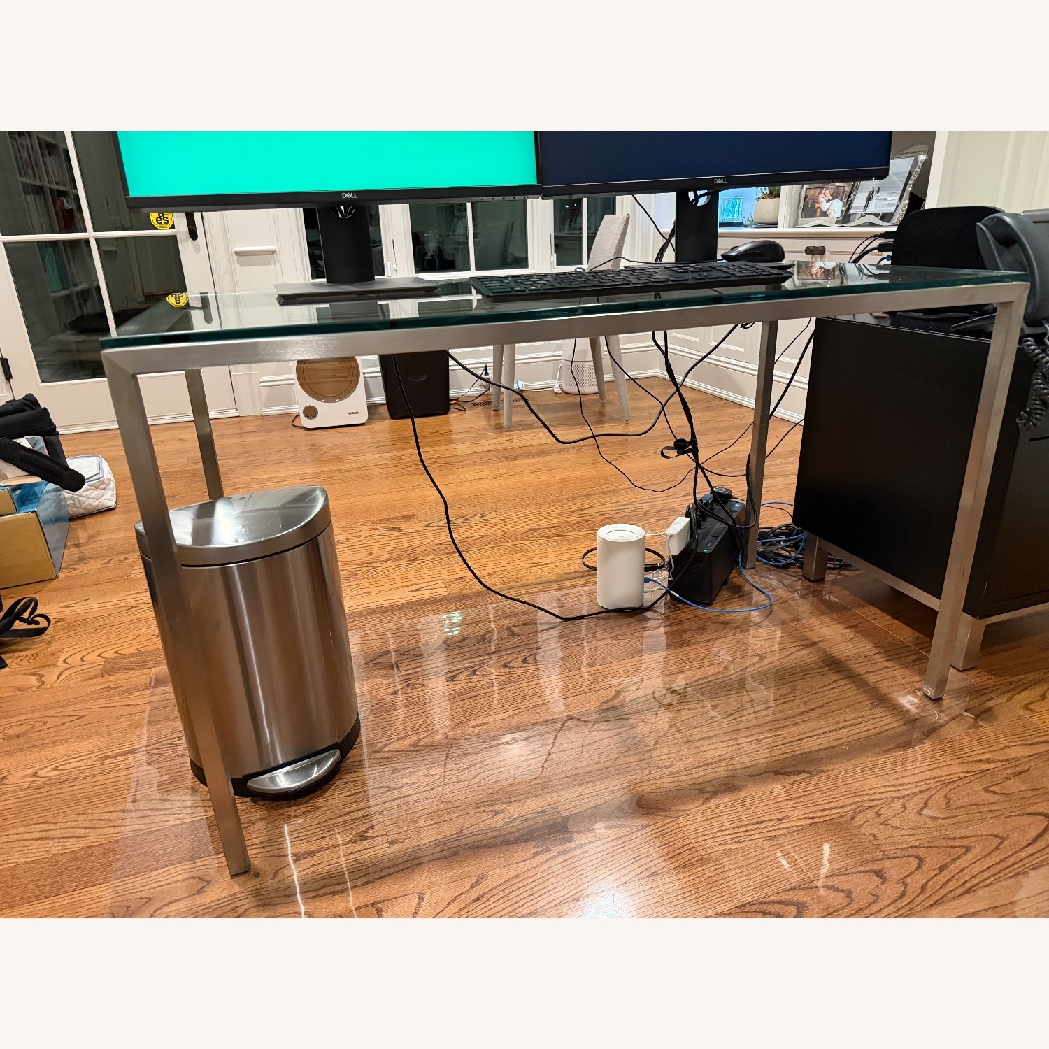Room & Board Parsons Silver Glass Desk - image-3