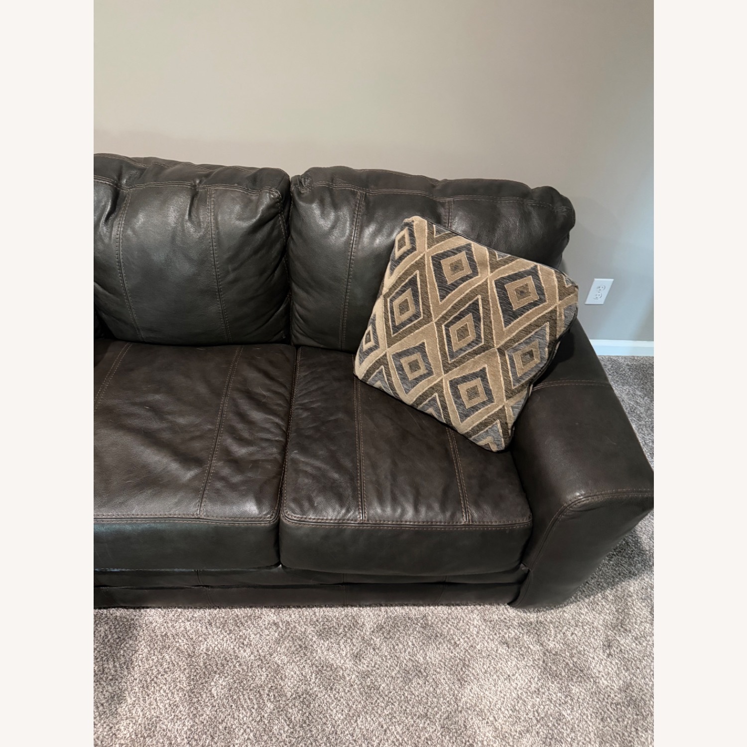 Dark Brown Genuine Leather Sectional - image-6