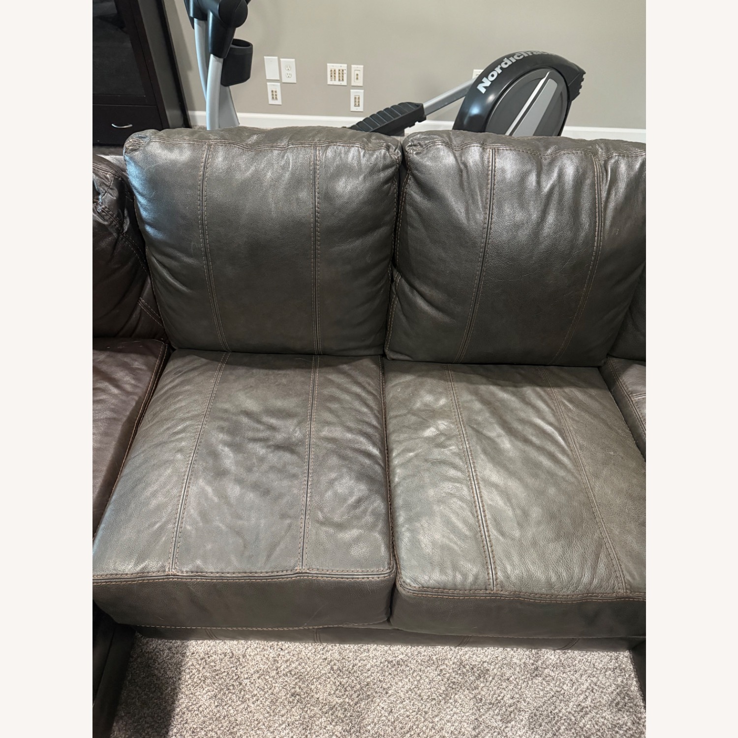 Dark Brown Genuine Leather Sectional - image-7
