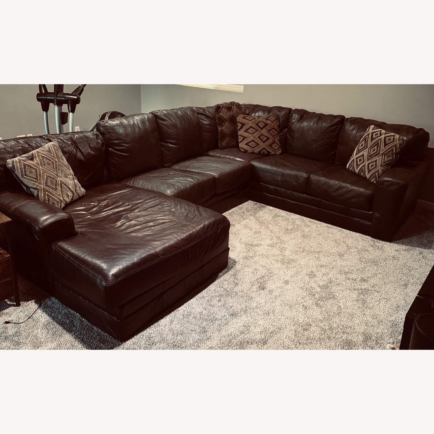 Dark Brown Genuine Leather Sectional - image-1