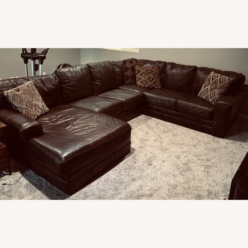 Used Dark Brown Genuine Leather Sectional  for sale on AptDeco