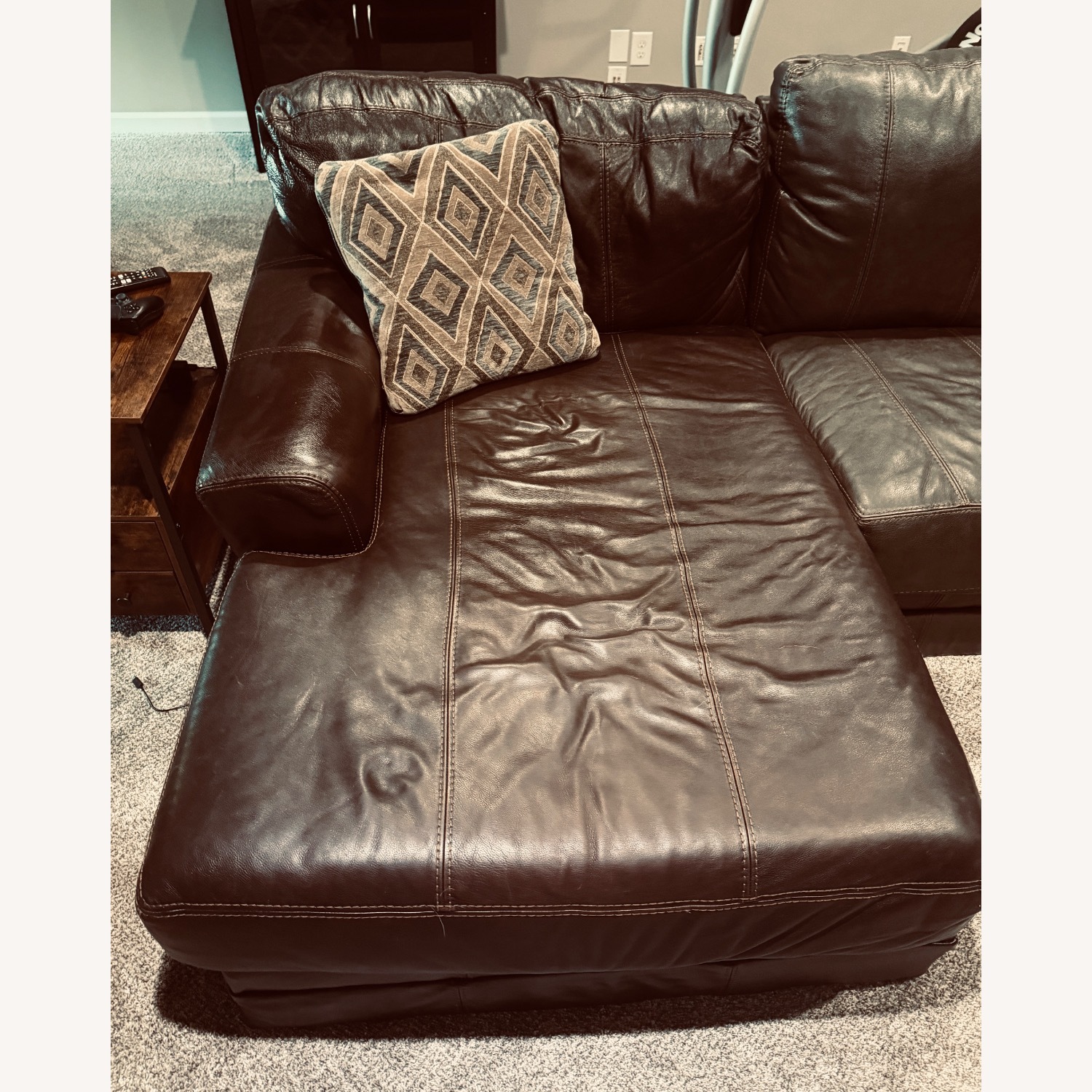 Dark Brown Genuine Leather Sectional - image-5
