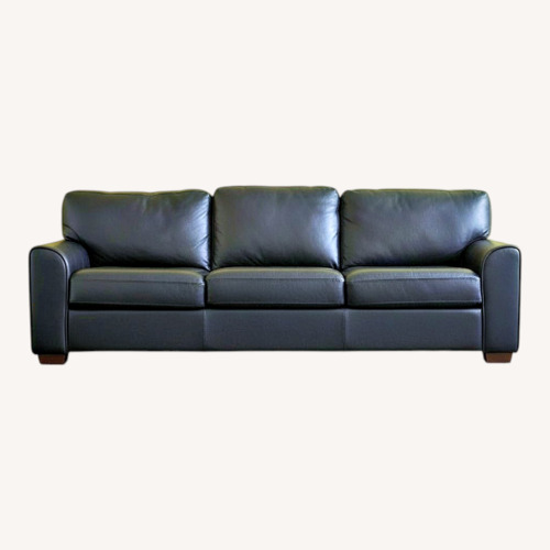 Used Chateau D'ax Black Leather 3+ Seater Sofa for sale on AptDeco
