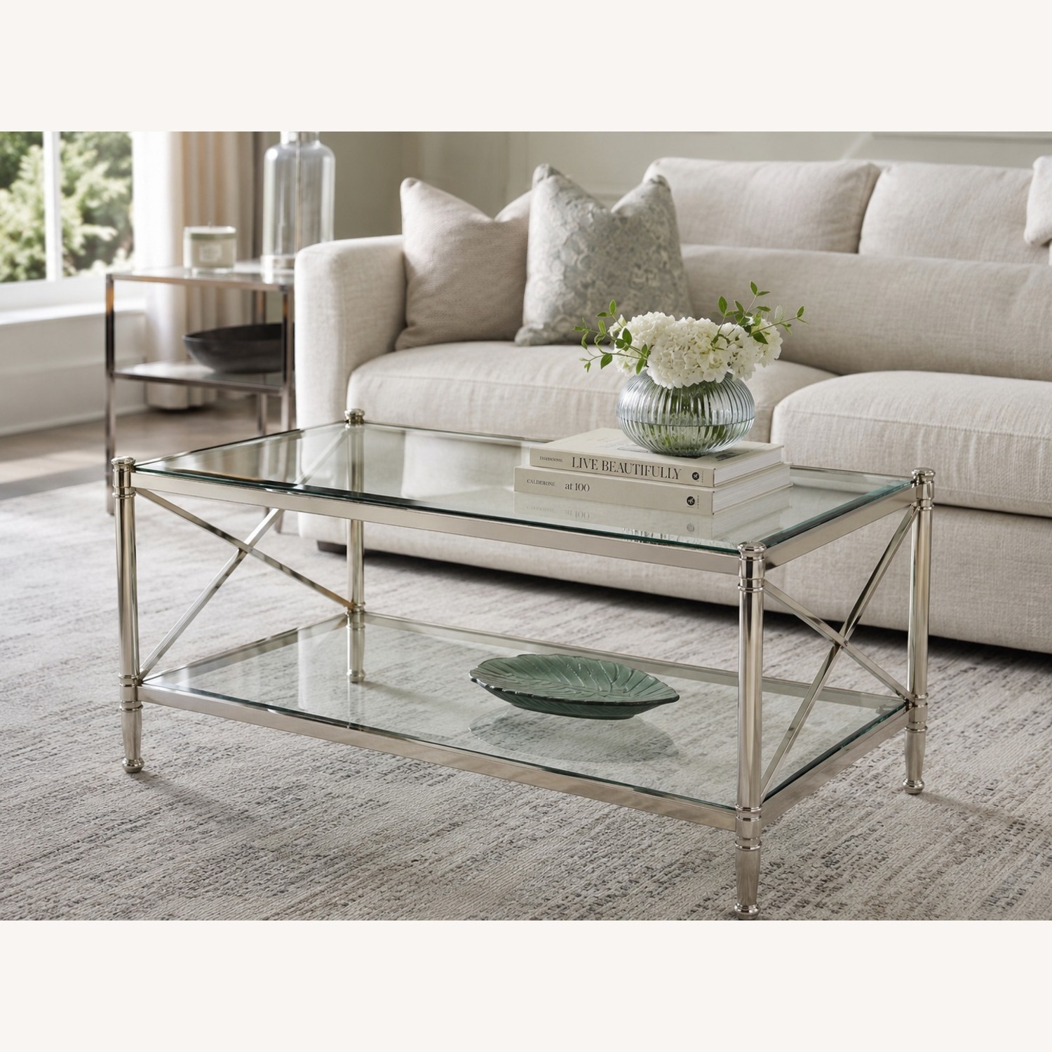 Ethan Allen Jocelyn Glass Table - image-1