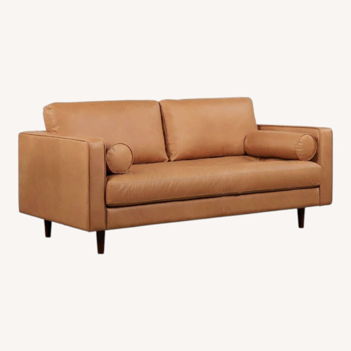 Used West Elm Dennes Natural Leather 3 Seater Sofa for sale on AptDeco