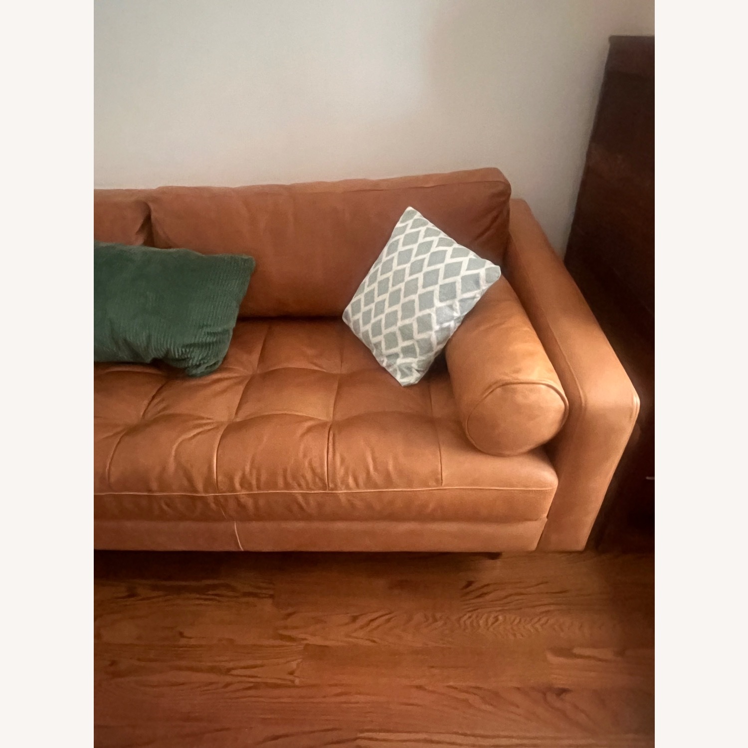 West Elm Dennes Natural Leather 3 Seater Sofa - image-2