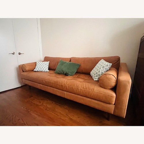 Used West Elm Dennes Natural Leather 3 Seater Sofa for sale on AptDeco