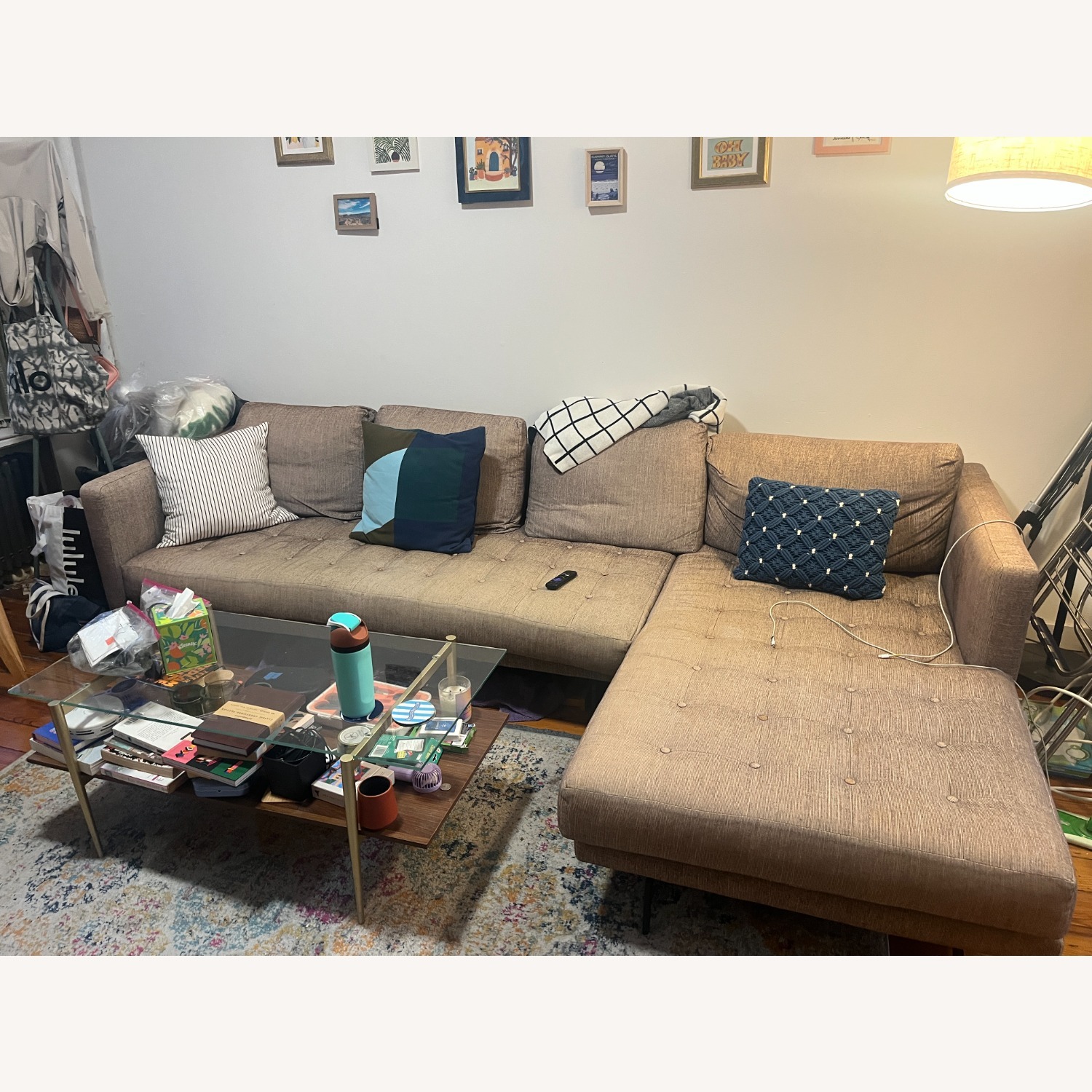 Article Light Brown Fabric 2 Piece Sectional - image-1