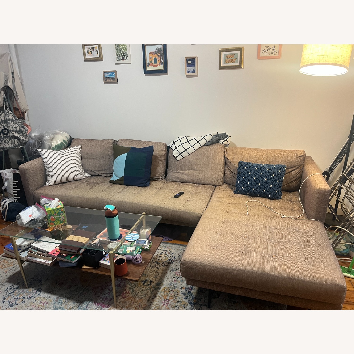 Article Light Brown Fabric 2 Piece Sectional - image-3