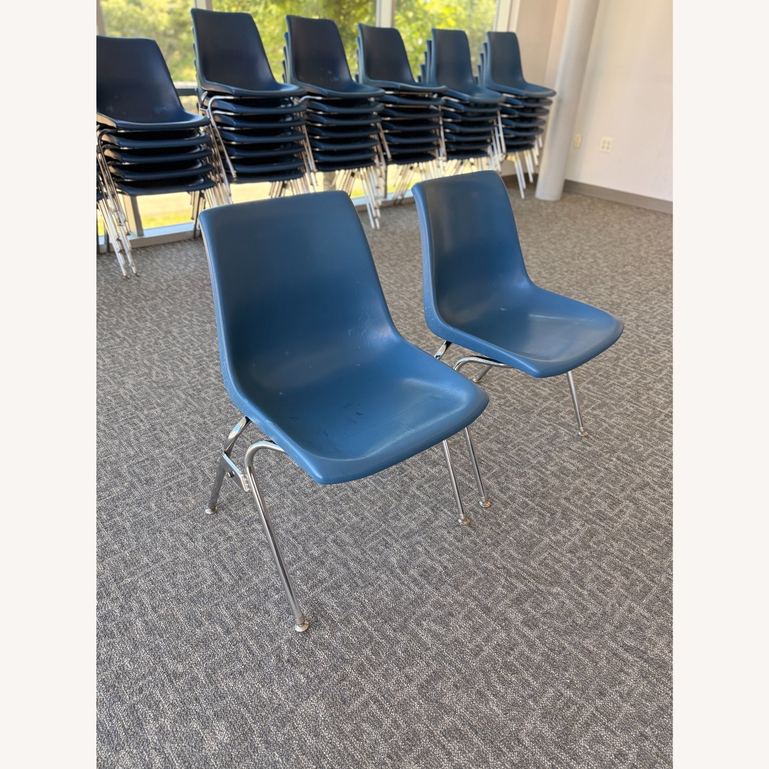Krueger Blue Vintage Plastic Shell Stacking Chairs - image-2