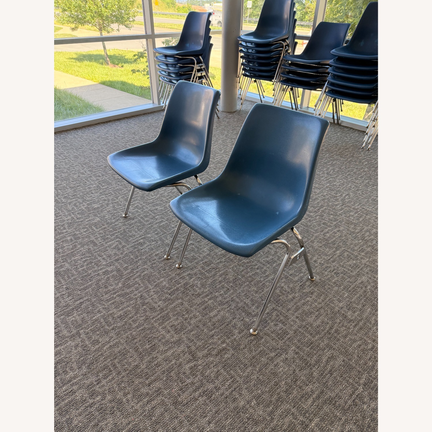 Krueger Blue Vintage Plastic Shell Stacking Chairs - image-1