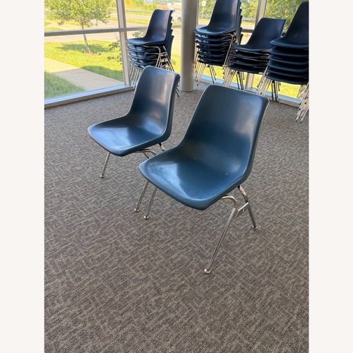 Used Krueger Blue Vintage Plastic Shell Stacking Chairs for sale on AptDeco